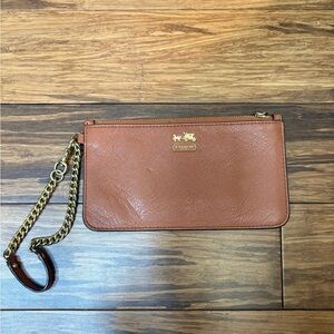 Coach Brown Leather Wristlet